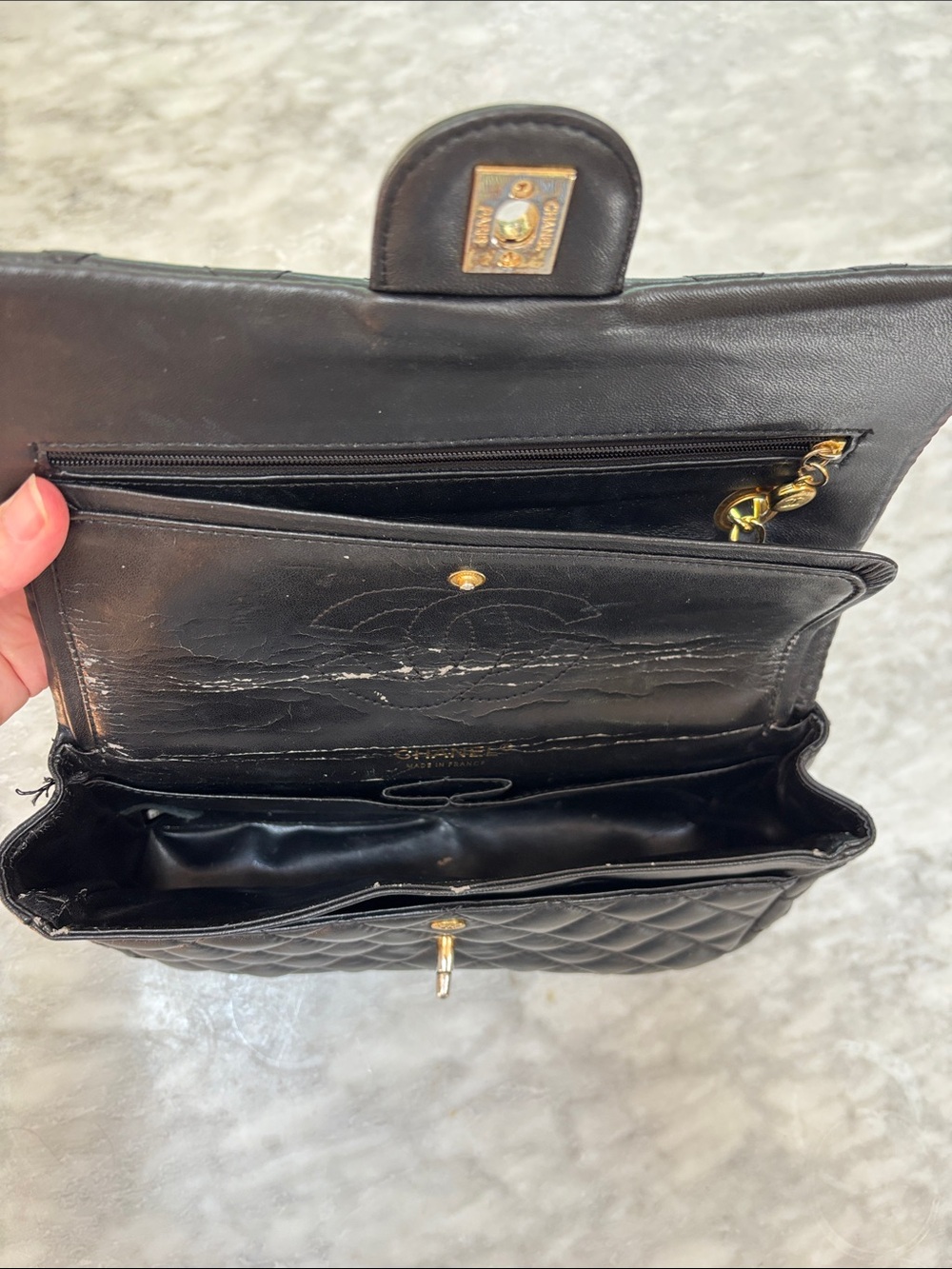 Chanel Double Flap Black Lambskin Quilted Chain-Handle Shoulder Bag - Picture 10 of 12